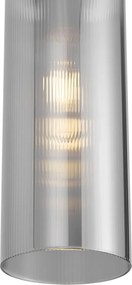 Lampa wisząca Art Deco czarna z przydymionym szkłem do systemu szynowego 1-fazowego - Iconic Laura
