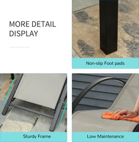 Outsunny Zestaw 3-częściowy leżaków ogrodowych z stolikiem bocznym Metalowa konstrukcja Komfort i styl Szary Czarny | Aosom PL