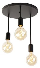 Nowoczesna lampa sufitowa czarna 3-światłowa - Facil Nowoczesny Oswietlenie wewnetrzne