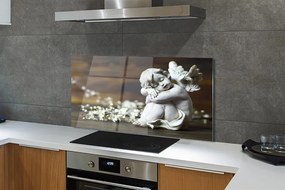 Szklany Panel Śpiący Aniołek i Polne Kwiaty