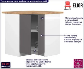 Szara narożna szafka kuchenna Zinos 3X