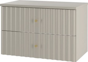 Kaszmirowy Zestaw Łazienkowy 80cm Szafka z Blatem Ryflowane Fronty  Aqua