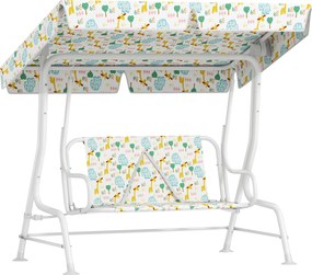 AIYAPLAY Huśtawka ogrodowa dla dzieci, rama stalowa, 2-osobowa, 60 kg nośności, Biała