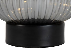 Lampa stołowa Art Deco czarna z przydymionym szkłem ze sznurem świetlnym E27 - Karel