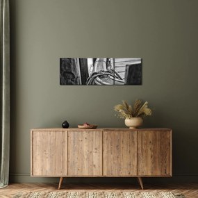 Obraz - Łódź na uwięzi (z zegarem) (90x30 cm)