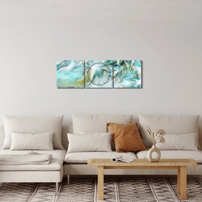 Obraz - Malowanie abstrakcyjnych wzorów (z zegarem) (90x30 cm)