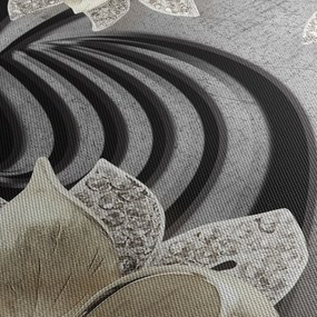 Obraz - 3D złote kwiaty (z zegarem) (90x30 cm)