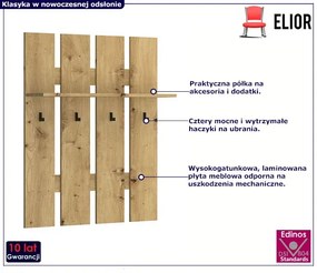 Wieszak Ścienny Na Ubrania Dąb Artisan G5-H78