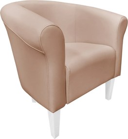 Fotel Milo tkanina Eko-skóra elegancki fotel do salonu i gabinetu : Kolor nogi - Biała, Kolor tkaniny - EKO-SKÓRA - 11D, Wysokość nogi - 20 cm