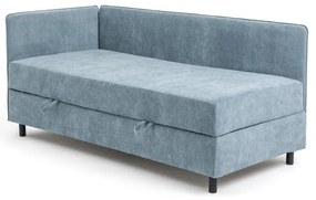 Niebieskie tapicerowane łóżko jednoosobowe ze schowkiem i materacem 120x200 cm Avela – Bonami Selection