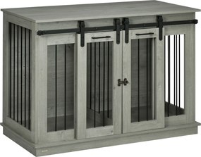 PawHut Klatka dla psów z 2 drzwiami, transporter dla psów, wytrzymały design, zamykana, Szary