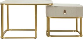 Stoliki w kremowo-złotym kolorze w dekorze marmuru zestaw 2 szt. 50x70 cm Beauty – Mauro Ferretti