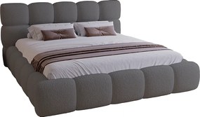 Łóżko tapicerowane z pojemnikiem 200x200 cm Ravello - stelaż metalowy, boucle - szary (Lambi 12)