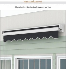 Outsunny Markiza Elektryczna Aluminiowa 250 x 200 cm – Pilot Zdalnego Sterowania, Półkaseton, Szary | Aosom PL