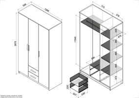 Szafa ubraniowa z lustrem Lima S3 dąb sonoma
