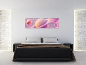 Obraz - Różowa planeta (170x50 cm)