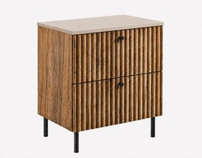 Szafka łazienkowa wisząca z blatem 60, dąb craft złoty + blat kaszmir, uchwyty w trzech kolorach, 60 x 44,4 x 58,6 cm