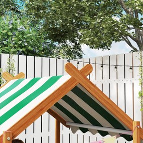 Outsunny Piaskownica z Ochroną Przeciwsłoneczną, Design Domku Zabaw, z Zestawem Zabawkowym, Obrabiane Drewno, 124 x 116 x 146 cm, Pomarańczowa