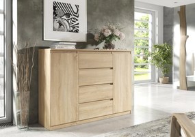 Komoda NUDO - Dąb sonoma / Front Dąb sonoma / Mat / 138,5 cm / 4 szuflady