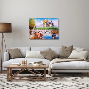 Obraz na szkle - Obraz olejny przedstawiający miasto (70x50 cm)