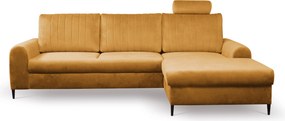 Masseno Narożnik VERONA z funkcją spania i pojemnikiem na pościel Narozniki L, Rozkładana sofa - Żółty, VELLUTO MUSTARD 8