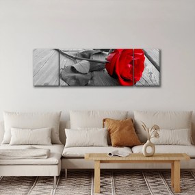 Obraz czerwonej róży (170x50 cm)