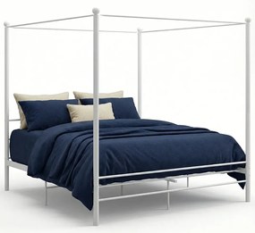 Białe metalowe łóżko małżeńskie 180x200 cm N6-T02
