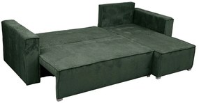 Rozkładana narożna sofa SMART COSARO ciemnozielona, dwustronna + 2 poduszki GRATIS