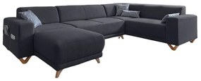 Antracytowy rozkładany/ze schowkiem narożnik (prawostronny/w kształcie litery U) Classy Sophie – Miuform