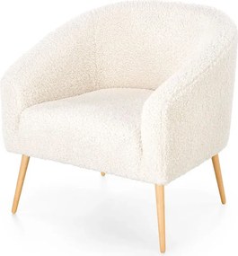 Nowoczesny boucle fotel wypoczynkowy kremowy+naturalny C2-F70