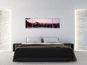 Obraz Zamku Praskiego i Wełtawy (170x50 cm)