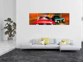 Obraz - Retro samochody wyścigowe (170x50 cm)