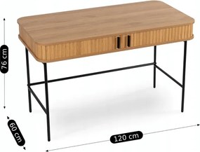 Biurko Rozsuwane TRISH 120 cm Dąb Ryflowane Nowoczesne Loft