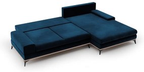 Granatowy rozkładany narożnik z aksamitnym obiciem Windsor &amp; Co Sofas Astre, prawostronny
