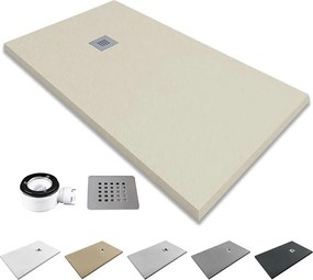 Brodzik z żywicy antypoślizgowy | Zawiera syfon i kratkę odpływową | Kolor Beż | 180x80cm