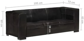 3-osobowa sofa z czarnej skóry naturalnej - Exea 3Q