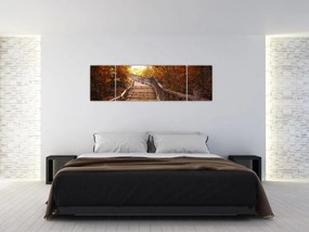 Obraz - Schody w naturze jesienią (170x50 cm)