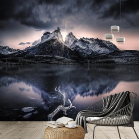 Fototapeta - Góra nad jeziorem (196x136 cm)