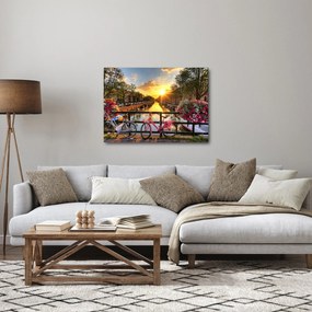 Obraz - Wschód słońca w Amsterdamie (70x50 cm)