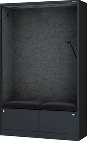 Kabina akustyczna SALLY MentalBox 1150 mm – antracytowy korpus, ciemnoszare siedzisko