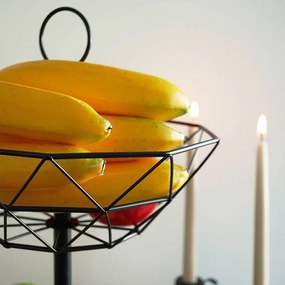 Koszyk na owoce i warzywa miska 2-poziomowa loft 43 cm (Czarny)