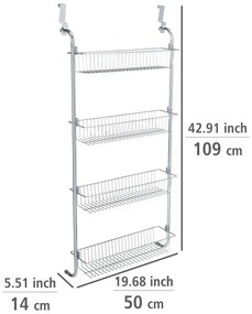 Półka z koszykami do montowania na drzwi, chromowana stal