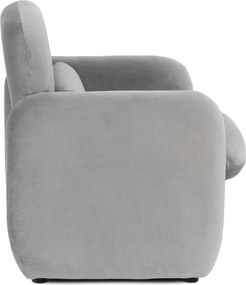 Szary welurowy fotel nowoczesny z podłokietnikami E2-D20