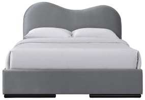 Łóżko tapicerowane 160x200 szary welur z szufladami AMBER 216/172/115 cm