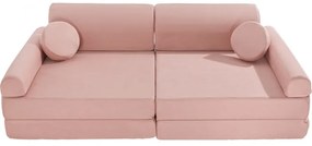 Velvet sofa dziecięca, różowa - meowbaby®