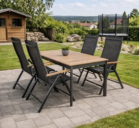 Doppler CONCEPT TEAK FSC® 4+1 - ogrodowy zestaw wypoczynkowy (aluminium/drewno tekowe)