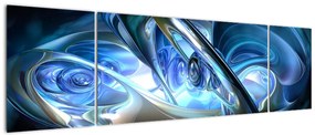 Obraz niebieskich fraktali (170x50 cm)