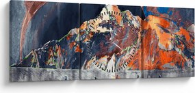 Obraz - Ilustracja domów publicznych (z zegarem) (90x30 cm)
