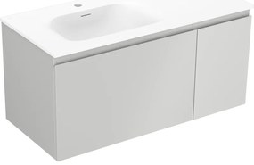 Mexen Orio szafka łazienkowa 90 cm z umywalką Vela lewą, 1S, 1D, szara mat/biała mat - 91A13-09047-3-BBFF62-W23L01