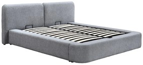 Łóżko ze skrzynią 160 x 200 cm - Tkanina - Szary - JUDALO od Maison Céphy